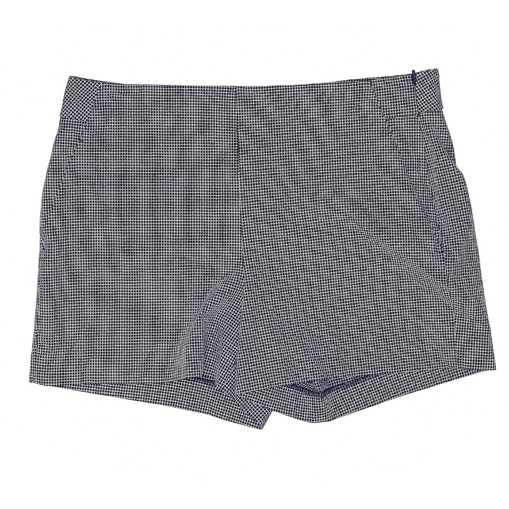 Banana Republic Blue White Check Side Zip Shorts Womens‎ 12 Stretch